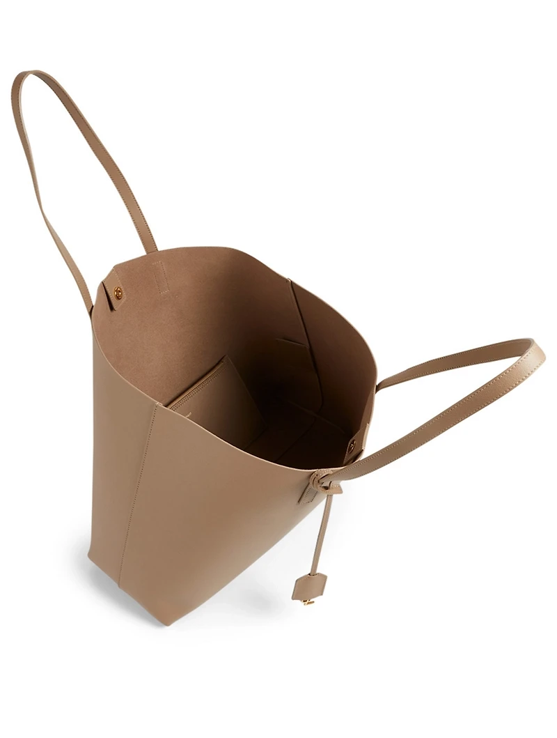 East West Leather Shopper Tote