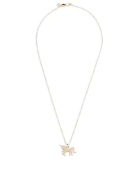 14K Yellow Gold Unicorn Charm Necklace With Diamonds