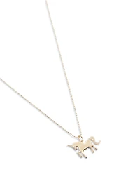 14K Yellow Gold Unicorn Charm Necklace With Diamonds