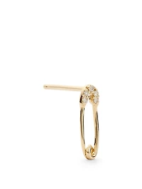 14K Safety Pin Stud Earring With Diamonds