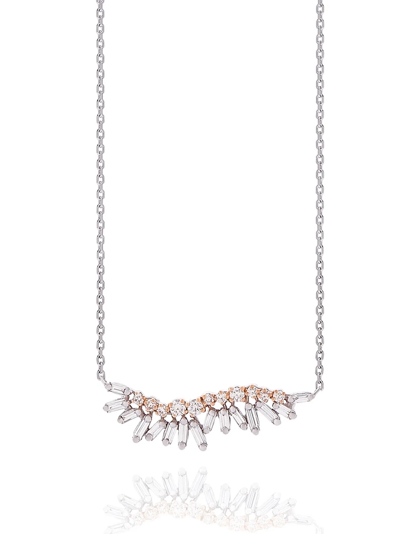 The Plume 18K Rose Gold Pendant Necklace With Diamonds