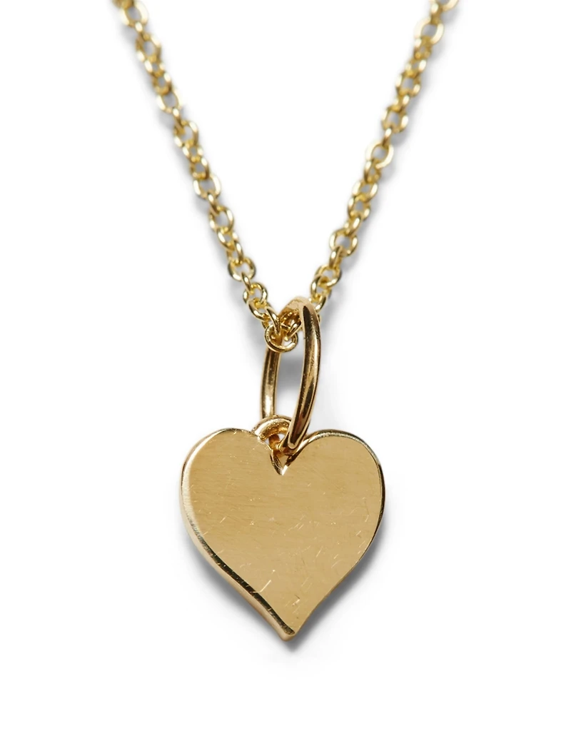 Tiny Pure 14K Yellow Gold Heart Charm Necklace