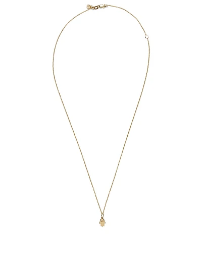 Tiny Pure 14K Yellow Gold Hamsa Charm Necklace