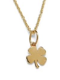 Tiny Pure 14K Yellow Gold Clover Charm Necklace