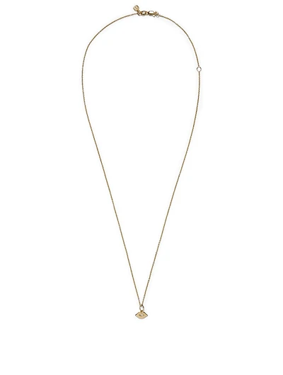 Tiny Pure 14K Yellow Gold Lips Charm Necklace