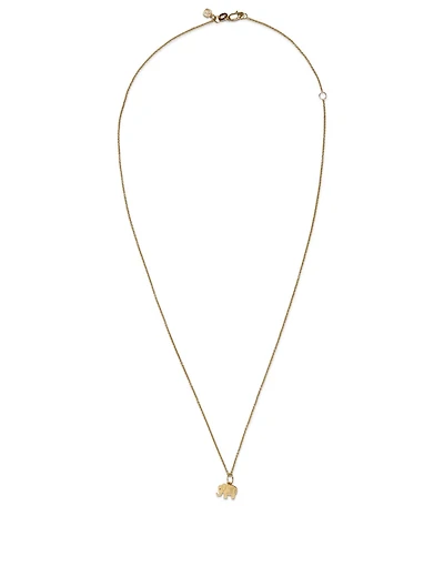 Tiny Pure 14K Yellow Gold Elephant Charm Necklace
