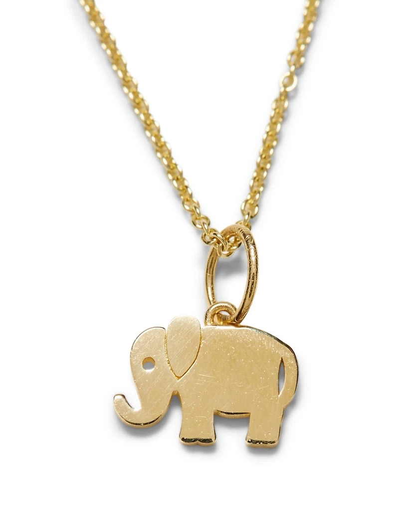 Tiny Pure 14K Yellow Gold Elephant Charm Necklace