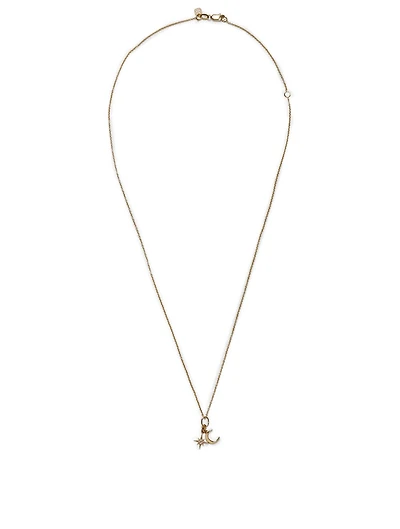 Celestial Duo 14K Yellow Gold Charm Necklace With Diamonds