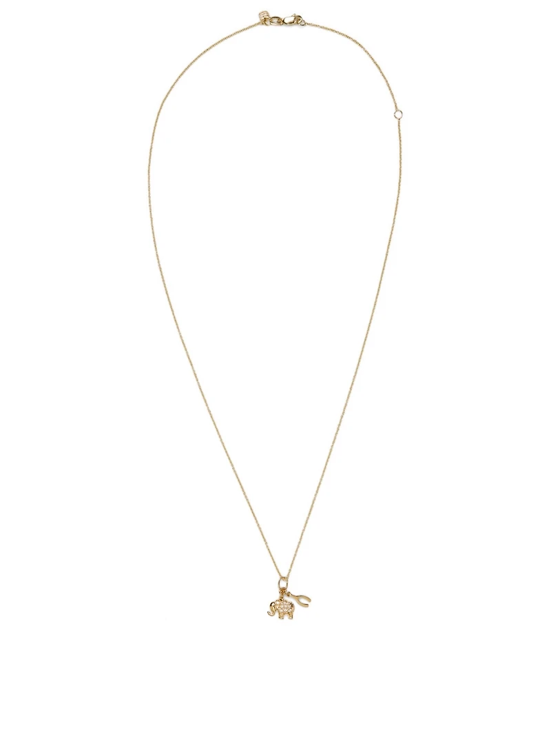 Luck Duo 14K Yellow Gold Charm Necklace With Diamonds
