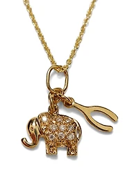 Luck Duo 14K Yellow Gold Charm Necklace With Diamonds