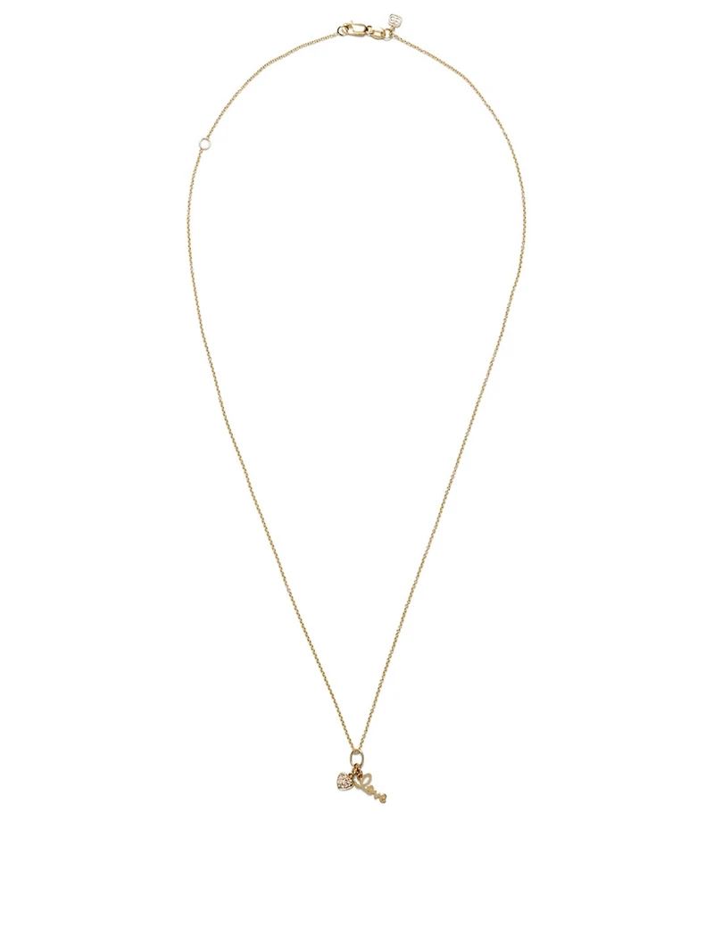 Love Duo 14K Yellow Gold Charm Necklace With Diamonds
