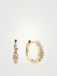 Small 14K Gold Huggie Hoop Earrings With Diamonds