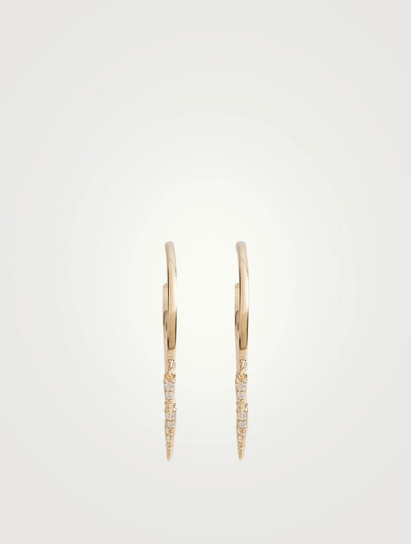 Medium 14K Hoop Earrings With Diamonds
