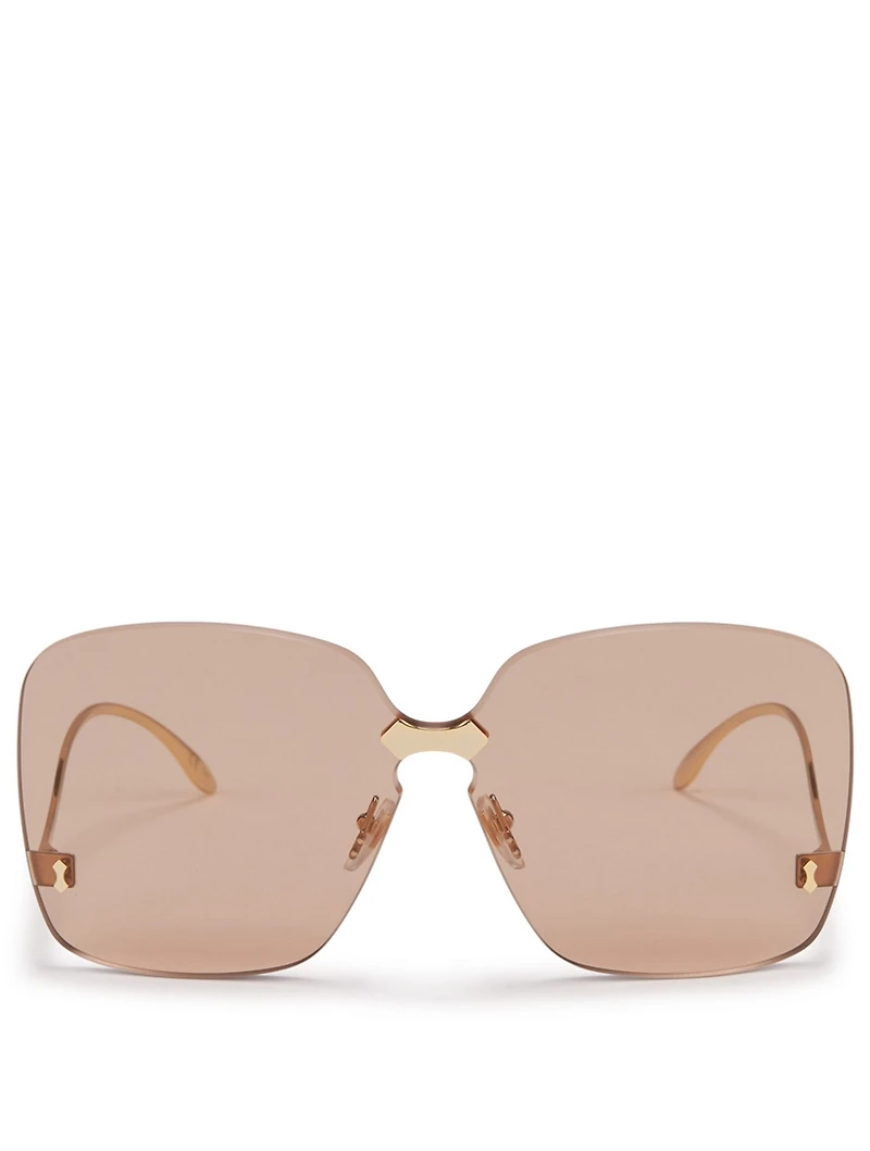 Rimless Oversized Square Sunglasses