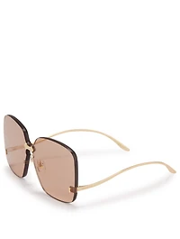Rimless Oversized Square Sunglasses