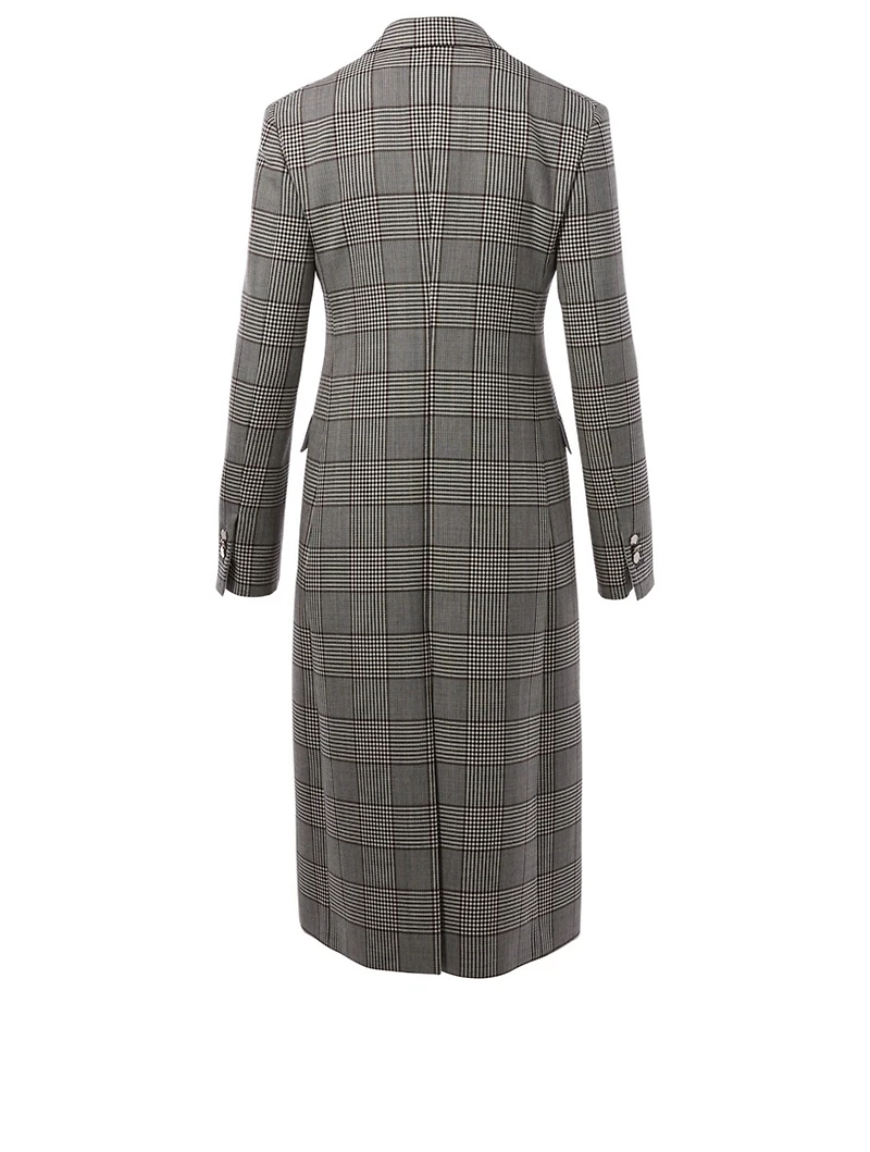 Wall Street Wool Double-Breasted Coat Check Pattern