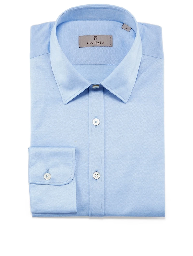 Cotton Jersey Button-Up Shirt