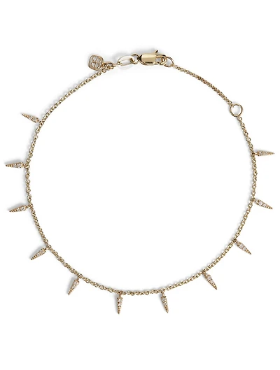 14K Yellow Gold Fringe Drop Bracelet With Pave Diamonds