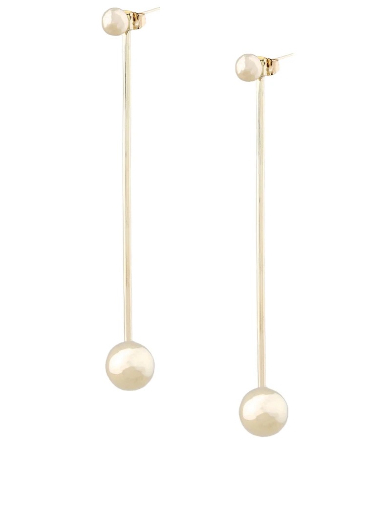 Double Ball Brass Drop Jacket Earrings