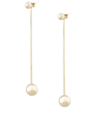 Double Ball Brass Drop Jacket Earrings