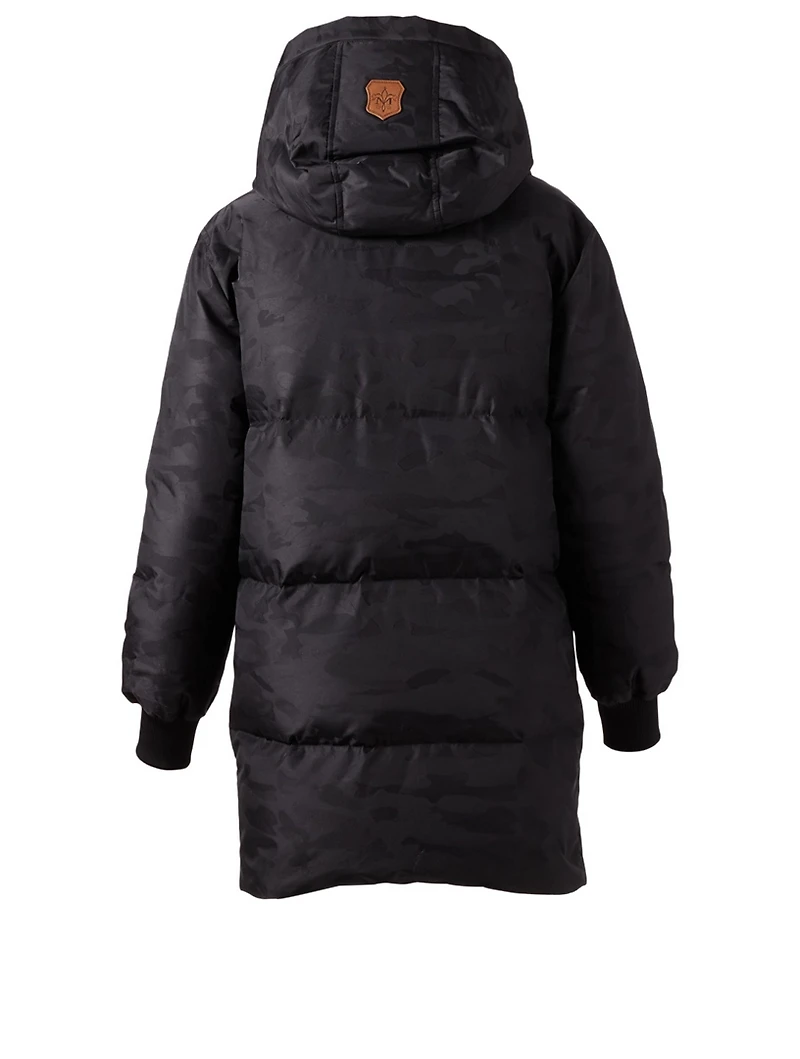 Kandee Down Coat Monochrome Camo Print