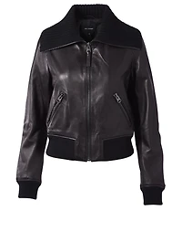 Krysta Leather Jacket With Knit Trim