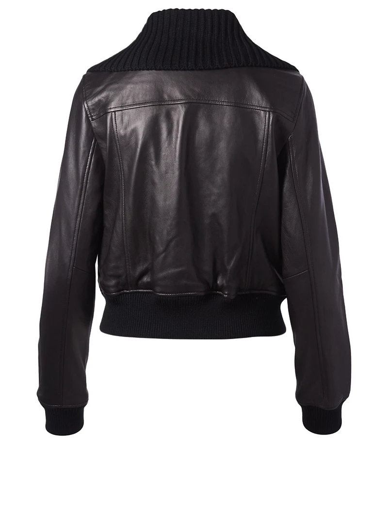 Krysta Leather Jacket With Knit Trim
