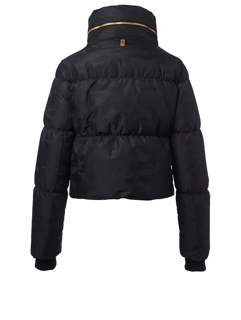 Mimi-J Down Puffer Jacket Monochrome Camo Print