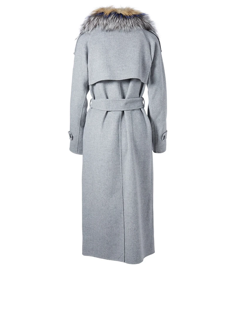 Blair Wool Double-Breasted Coat With Fur Collar