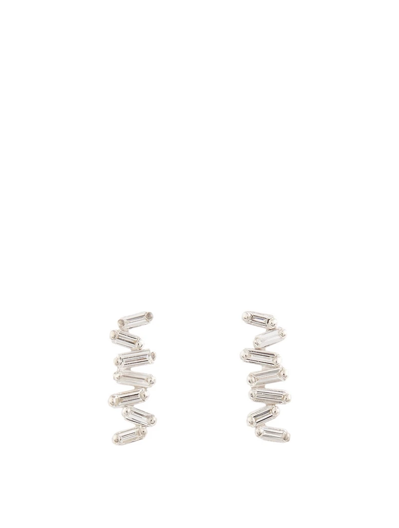 Classic Fireworks 18K White Gold Stud Earrings With Diamonds