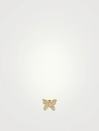 Small 14K Gold Butterfly Stud Earring With Diamonds