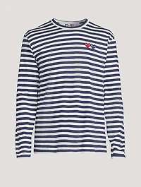 Heart Patch Long-Sleeve T-Shirt Striped Print