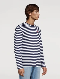 Heart Patch Long-Sleeve T-Shirt Striped Print