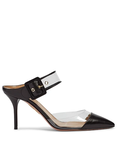 Optic PVC And Leather Mules