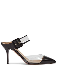 Optic PVC And Leather Mules
