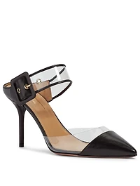 Optic PVC And Leather Mules