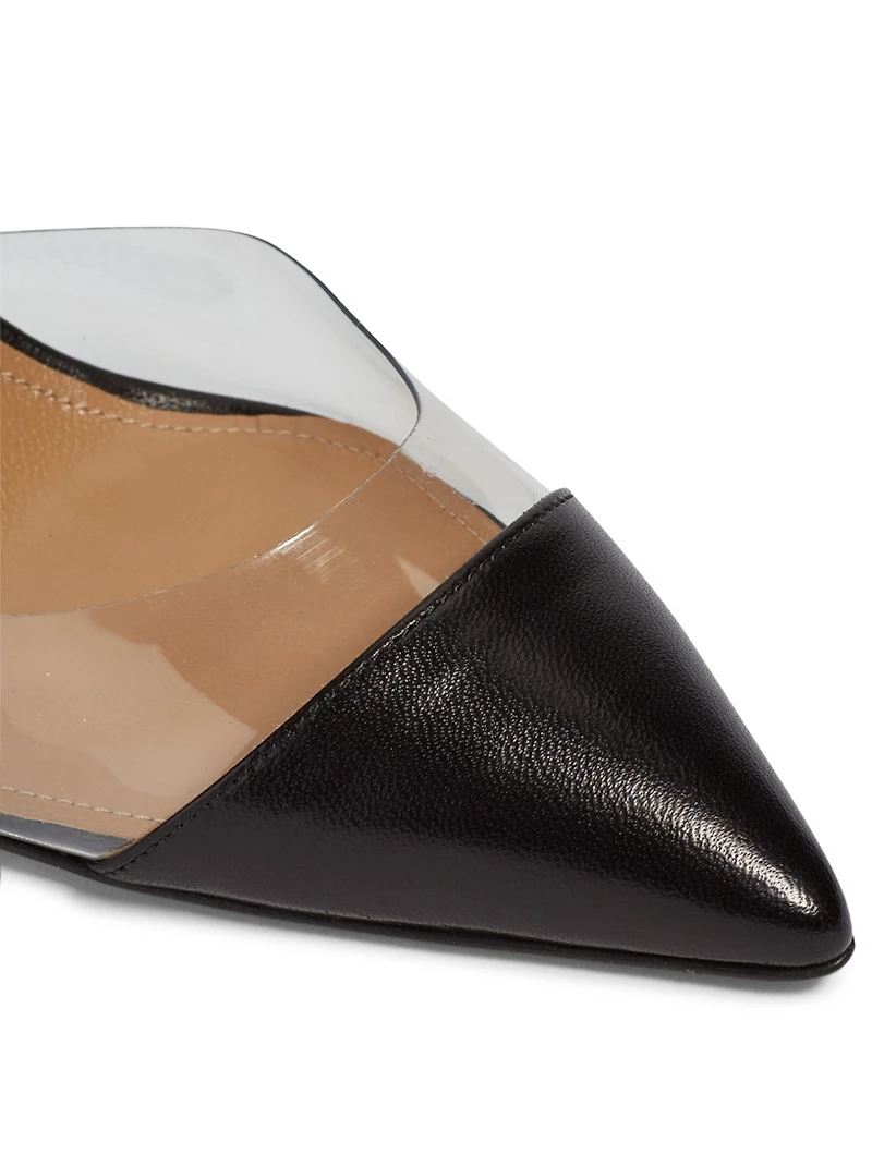 Optic PVC And Leather Mules
