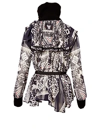 Printed Blouse With Rib-Knit Trim
