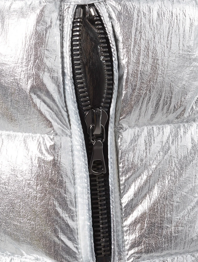 Reversible Down Puffer Coat With Fur