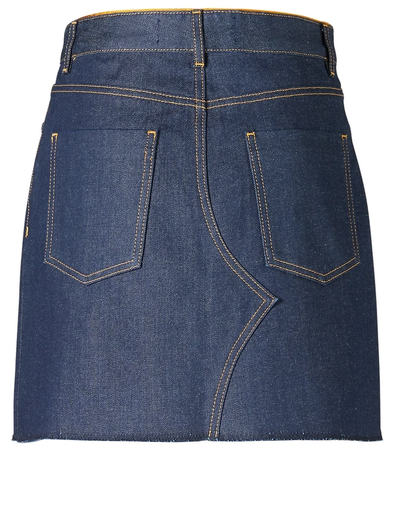 Denim Mini Skirt With Raw Hem