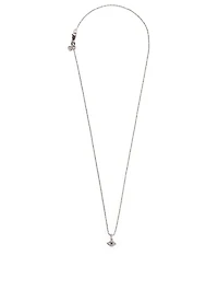 Tiny 14K White Gold Evil Eye Charm Necklace With Sapphires And Diamonds