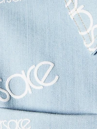 Cropped Denim Jacket Logomania Print