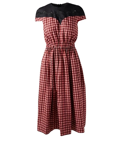 Cotton Poplin Midi Dress Plaid
