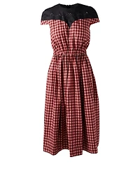 Cotton Poplin Midi Dress Plaid