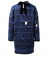 Scribble Heart Cut-Out Knit Dress