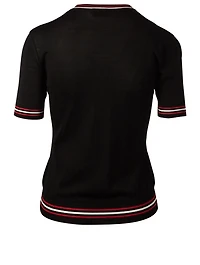 Silk Knit Top With Logo Pocket