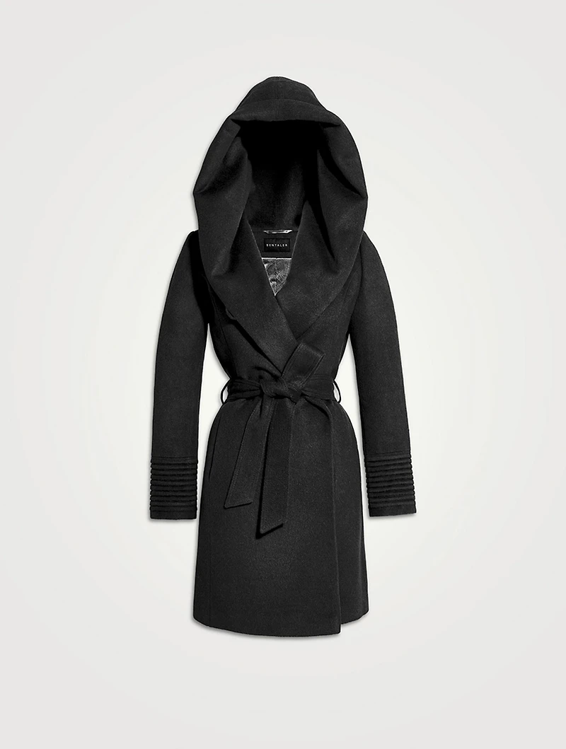 Alpaca Wool Midi Hooded Wrap Coat