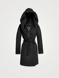 Alpaca Wool Midi Hooded Wrap Coat