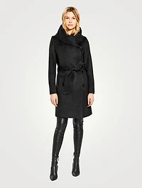 Alpaca Wool Midi Hooded Wrap Coat