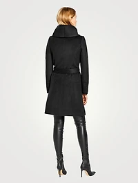 Alpaca Wool Midi Hooded Wrap Coat